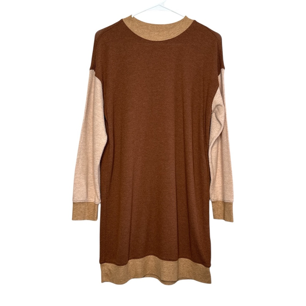 American Eagle Women's Brown Pink & Tan Soft Long Sleeve Mini Sweater Dress M